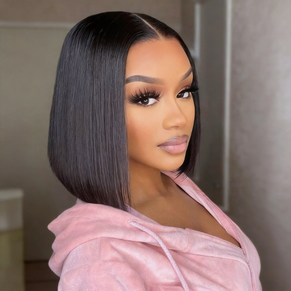 Glueless WIG | EasytoGo Straight Glueless 4x4 Closure Short Bob Wig Natural Black 8-14"